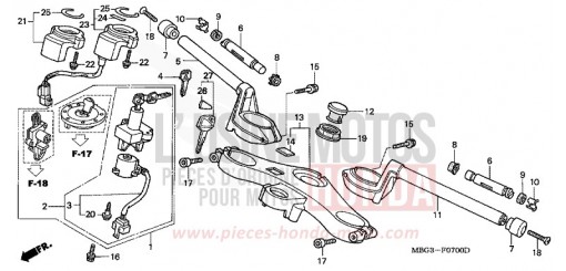 TUYAU DE GUIDON/PONT SUPERIEUR VFR800FIX de 1999